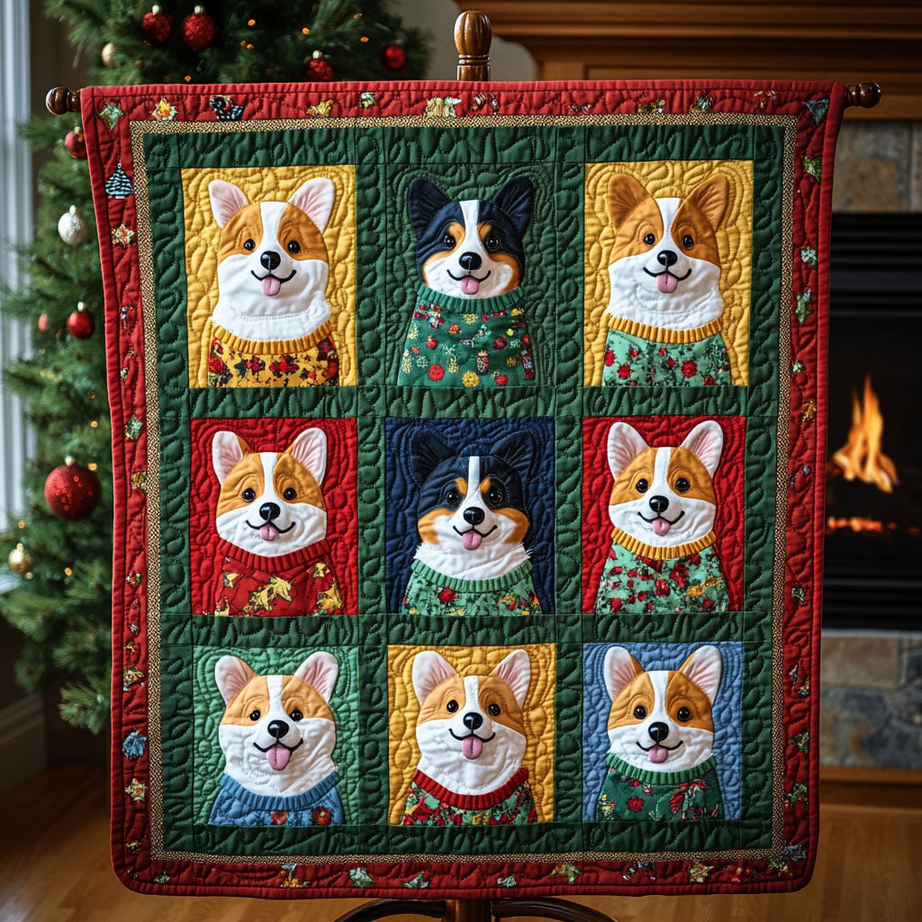 Holiday Cheer Corgis Quilted Blanket Dog And Owner Gift Ideas