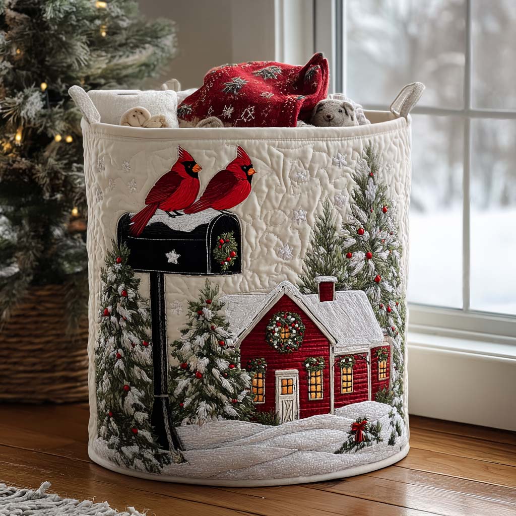 Holiday Cheer Quilted Laundry Basket Valentine's Day Merch Gift