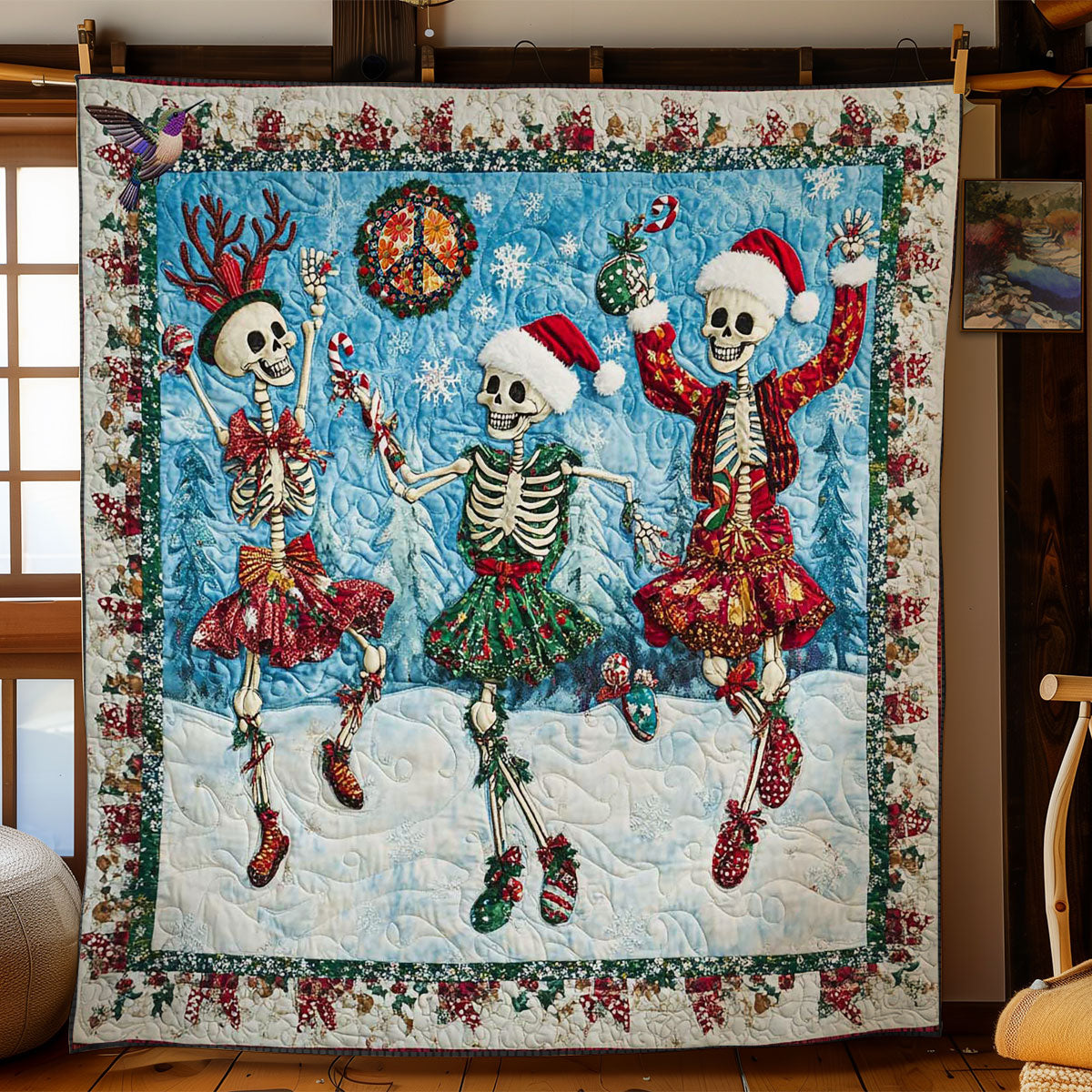 Holiday Cheer Skeletons Quilt Practical Quilt Blanket Gift for Comfort and Style
