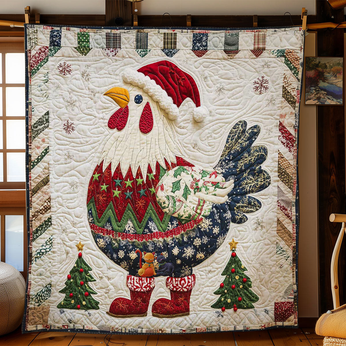 Holiday Chicken Holiday Xmas Quilt Blanket Christmas Gift Ideas For Her