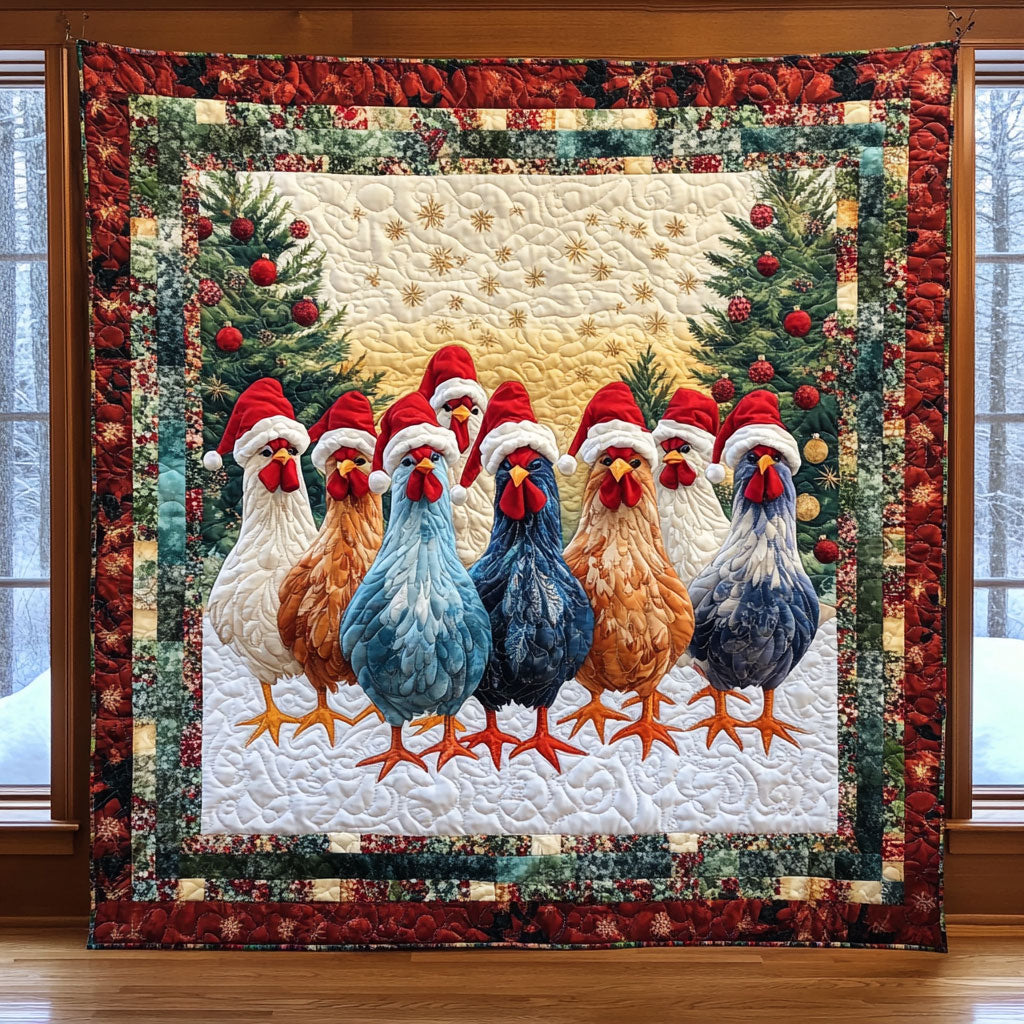 Holiday Chicken Quilt Elegant Quilt Blanket Gift for Housewarming