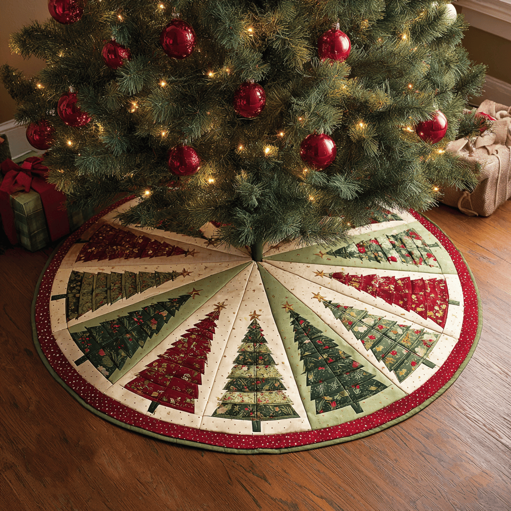 Holiday Circle Christmas Quilted Tree Skirt Holiday Decor Christmas Tree Decorations
