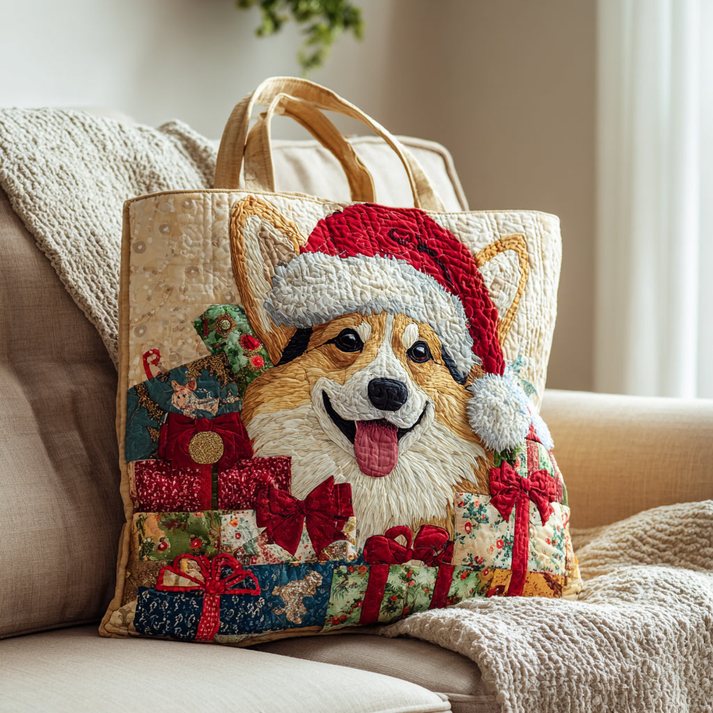 Holiday Corgi Quilted Tote Bag Gift Ideas For Dog Owners