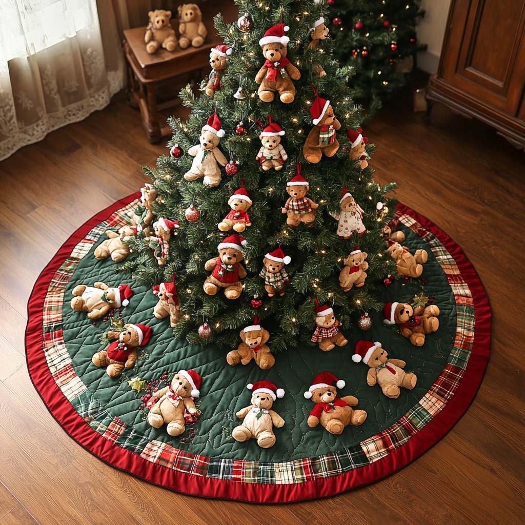 Holiday Cuddle Circle Christmas Quilted Tree Skirt Warm And Cozy Holiday Decor