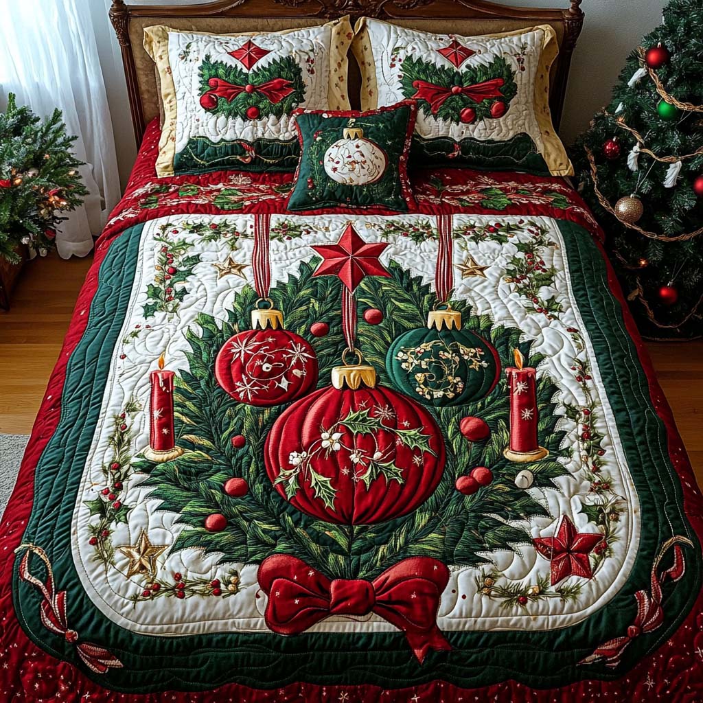 Holiday Dreams Quilted Bedding Set Full Size Bed Set Cozy Christmas Gift For Mom