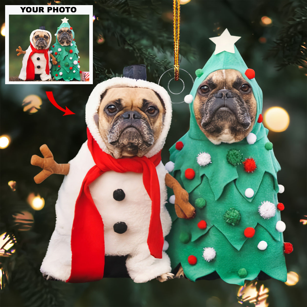 Holiday Duo Personalized Photo Mica Ornament Gift For Dog Lovers Pet Lovers Dog Mom Do