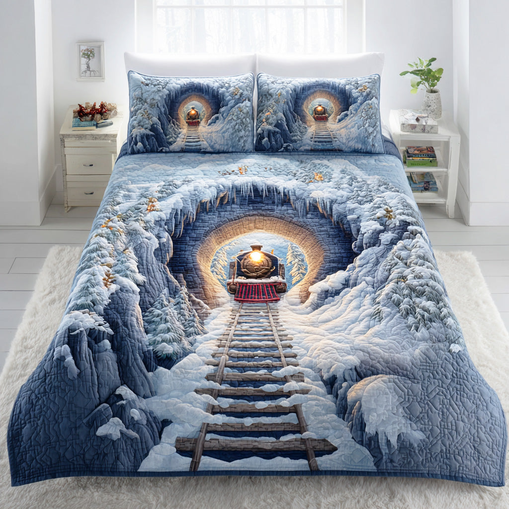 Holiday Express Line Quilted Bedding Set Comfortable Microfiber Bedding Set for Everyday Use