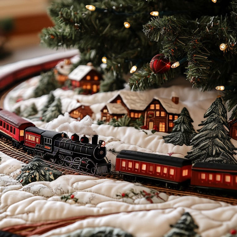 Holiday Express Quilted Christmas Tree Skirt Trending Christmas Tree Skirt Merch 2025