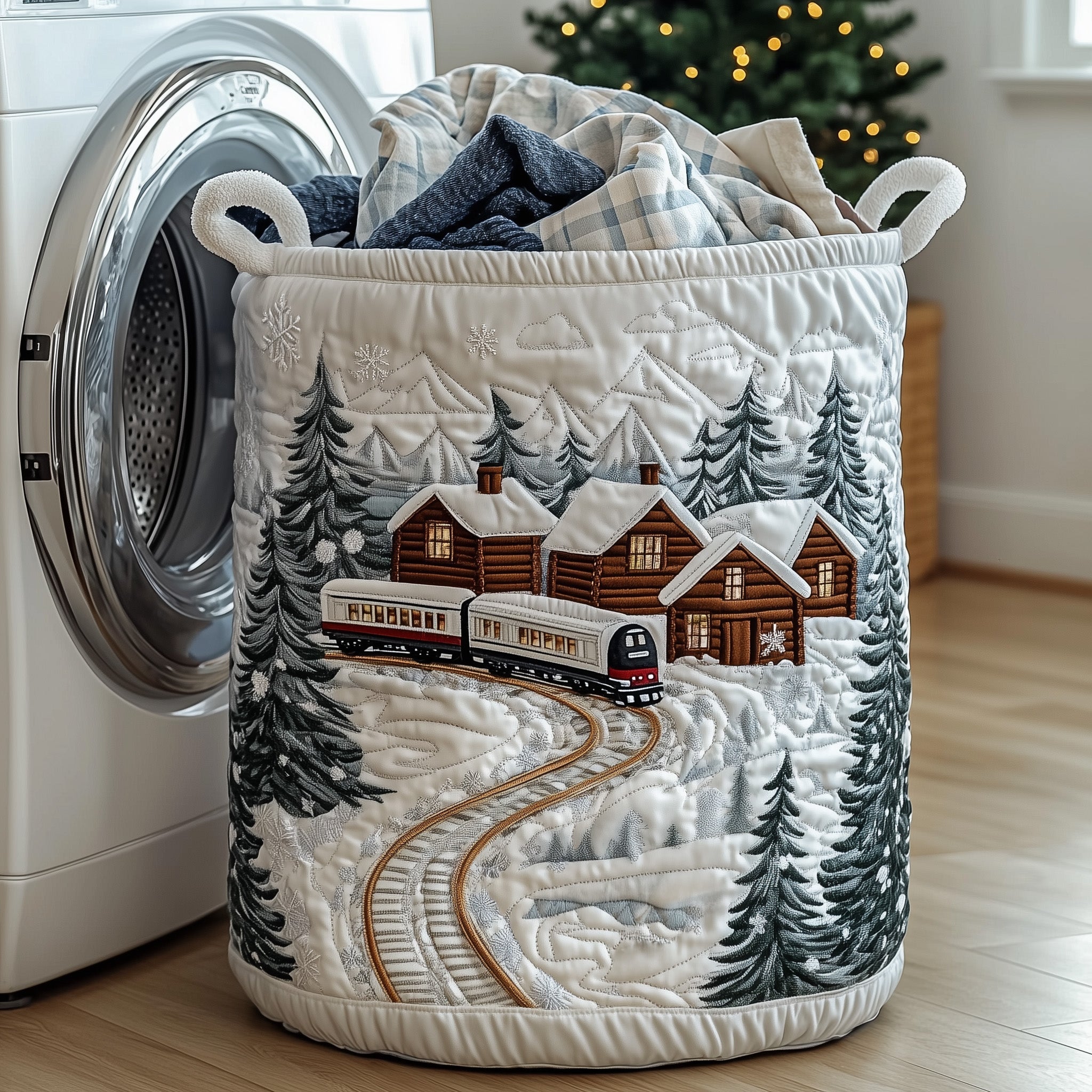 Holiday Express Quilted Laundry Basket Family Xmas Gift Ideas