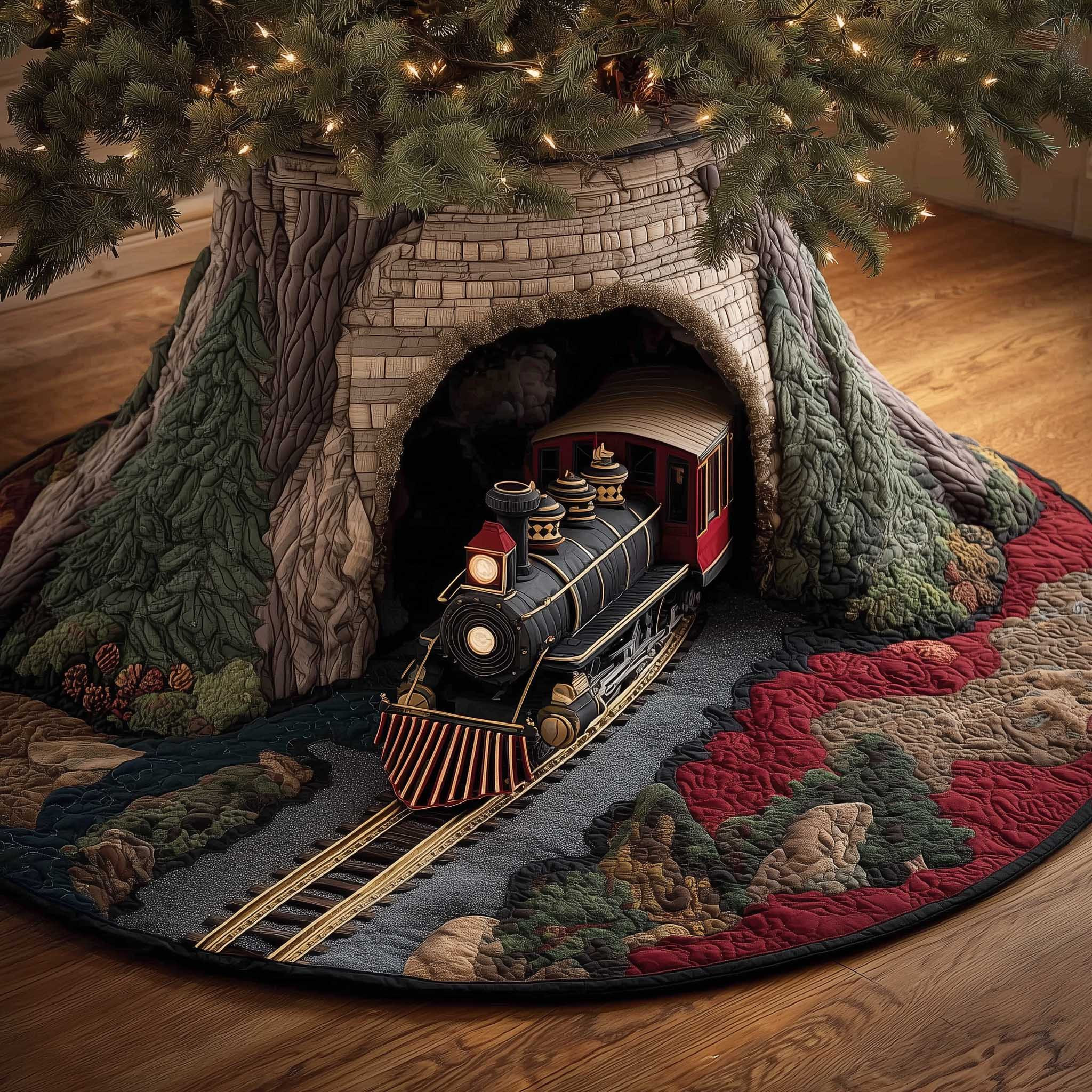 Holiday Express Quilted Tree Skirt Interior Styling Decor Train Lover Christmas Gifts
