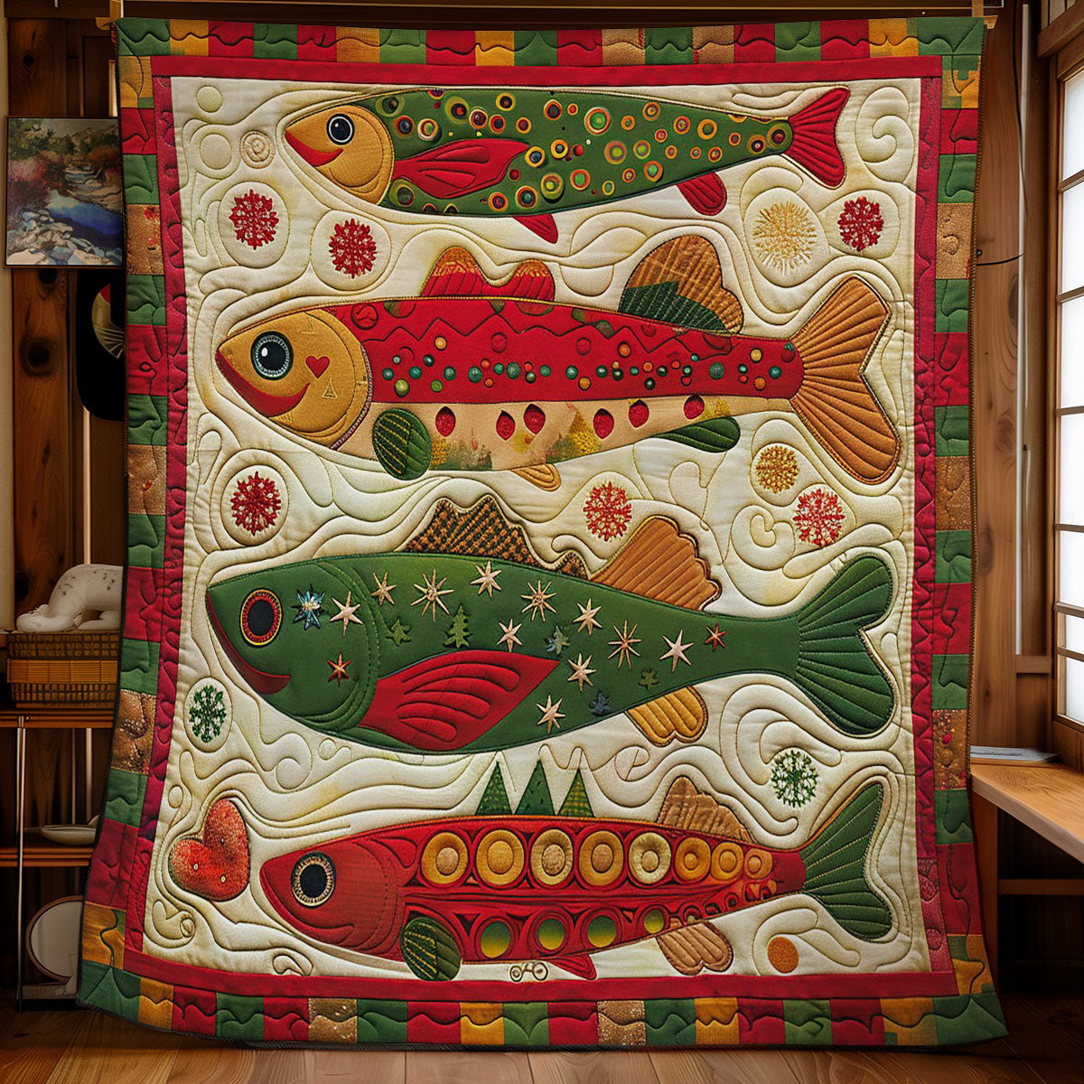 Holiday Fish Quilt Blanket Winter Blanket Christmas Thoughtful Wedding Gifts