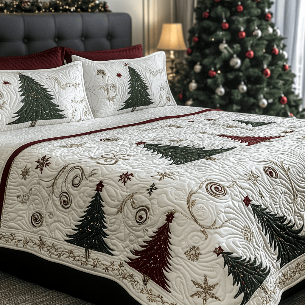 Holiday Forest Quilted Bedding Set Christmas Bedding Set Christmas Gift Ideas For Couples