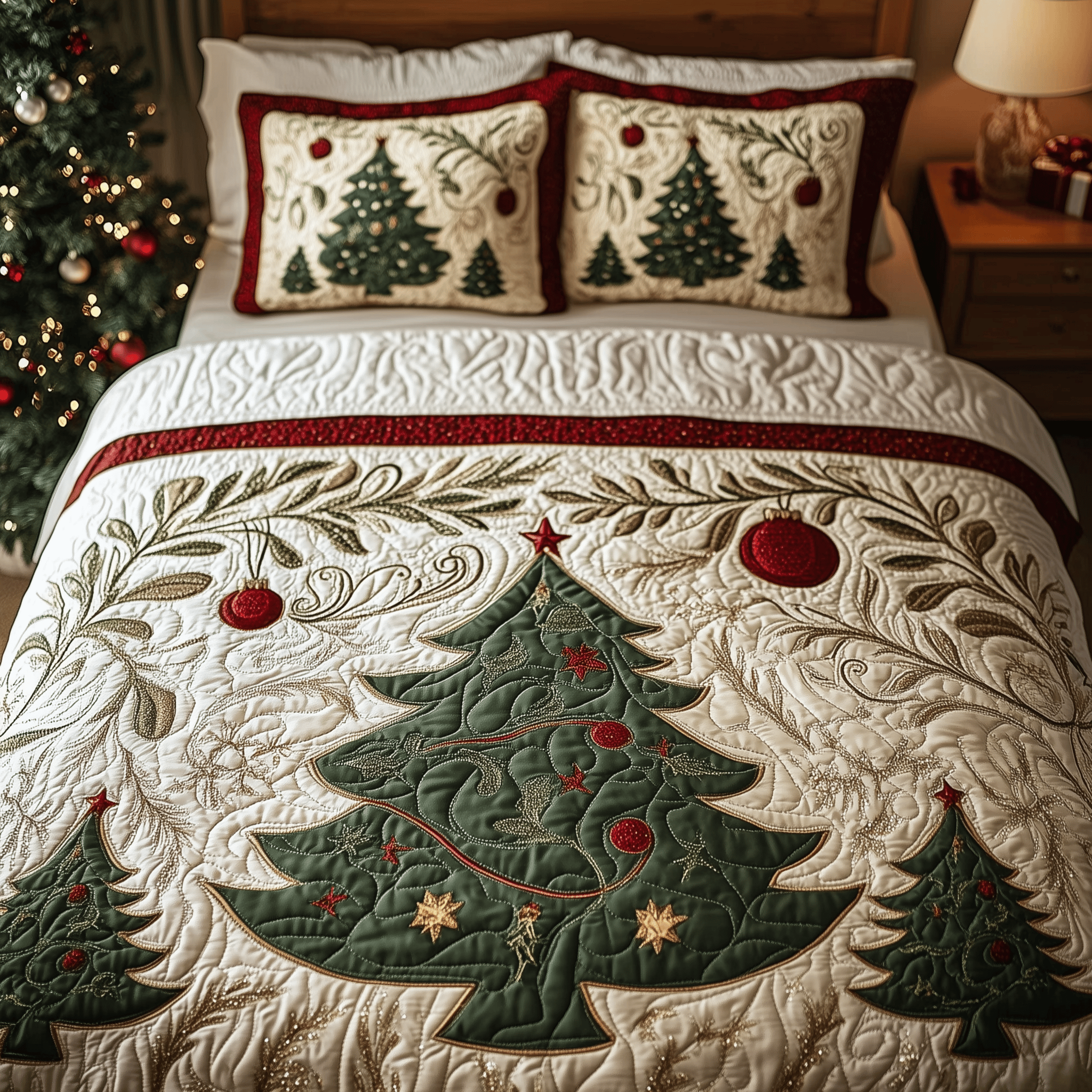 Holiday Forest Quilted Bedding Set Christmas Bedding Set Christmas Gifts For Couples