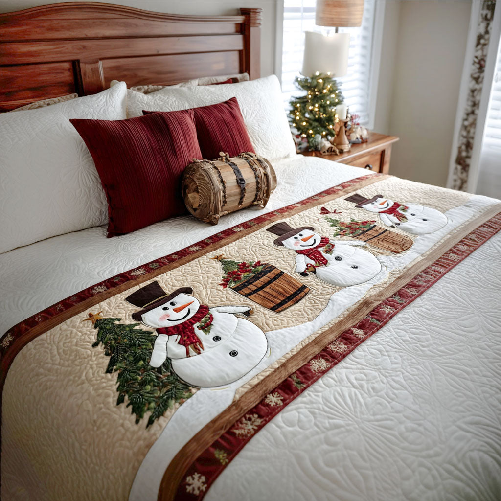 Holiday Frost Quilted Bed Runner Christmas Holiday Decor Family Xmas Presents