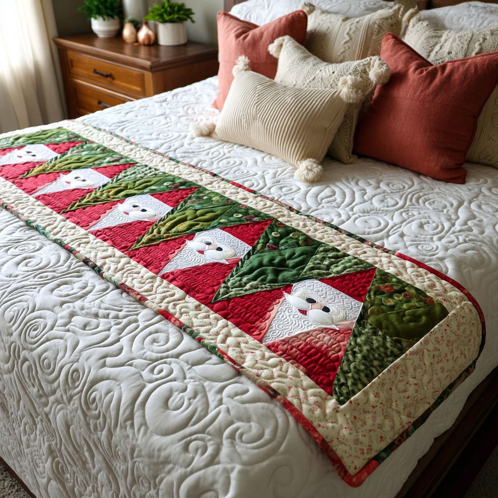 Holiday Frosty Quilted Bed Runner Christmas Bed Decor Family Xmas Gift Ideas