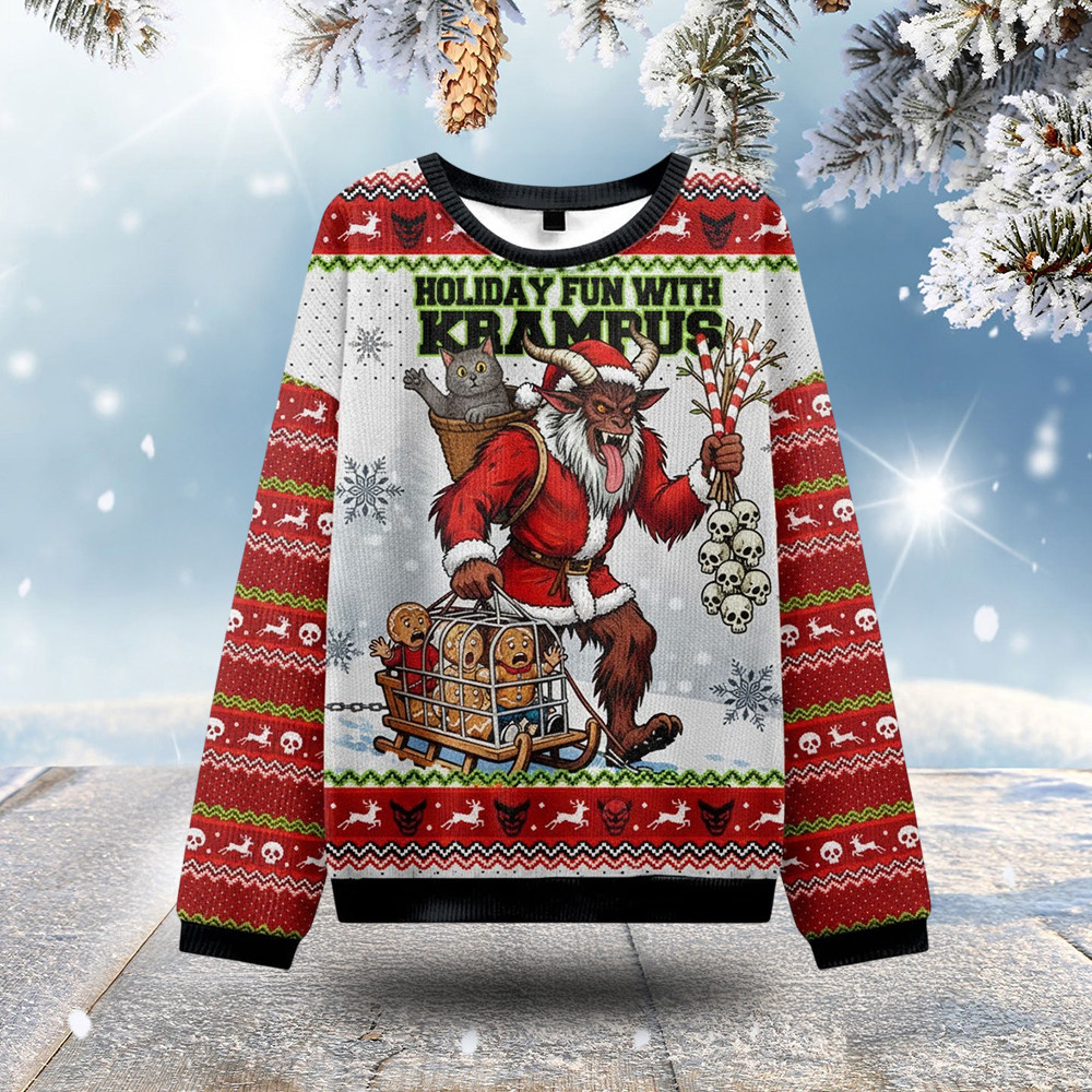 Holiday Fun With Krampus Ugly Christmas Sweater Funny Monster Xmas Jumper