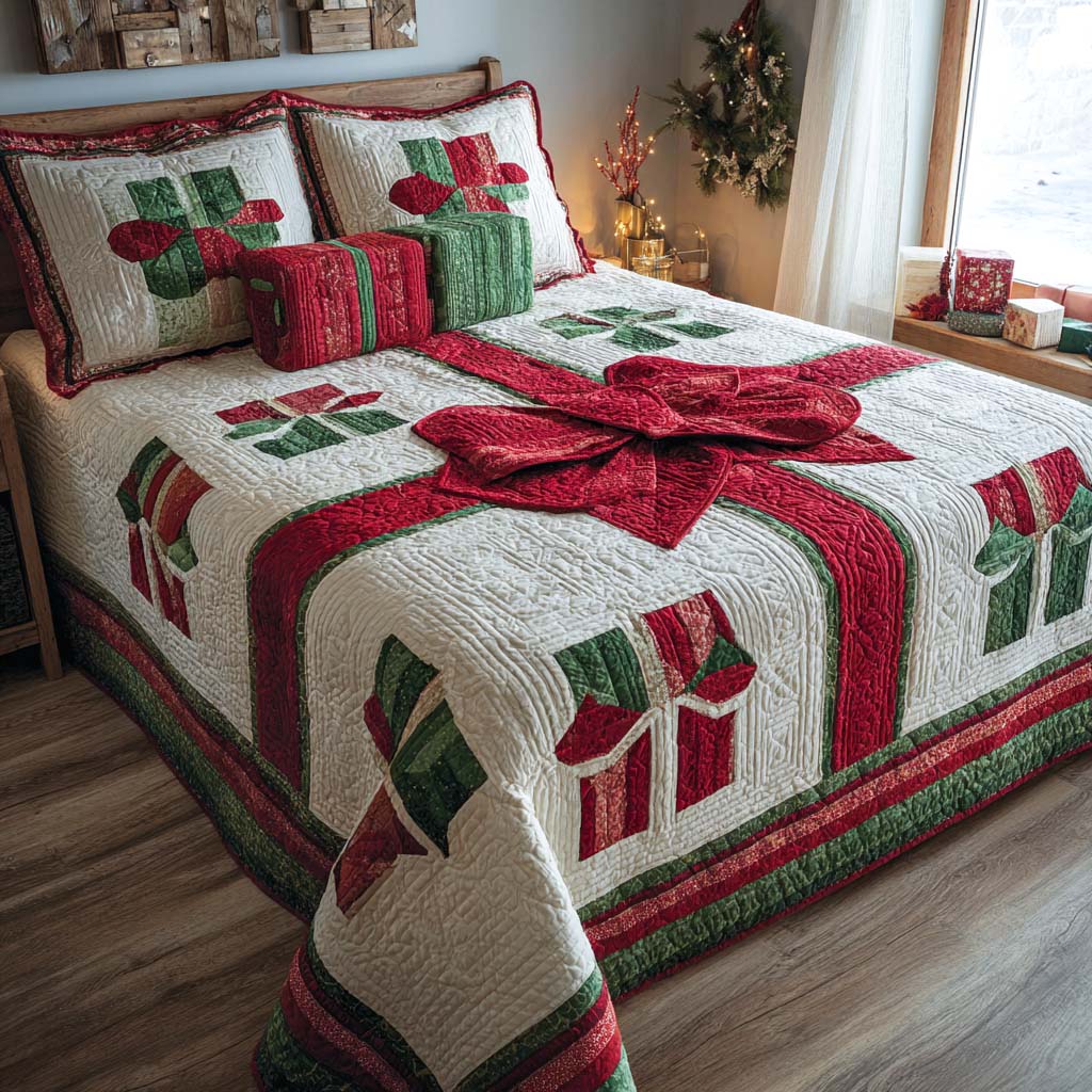 Holiday Gift Parade Quilted Bedding Set Xmas Duvet Cover Set Christmas Gift Ideas For Coworkers