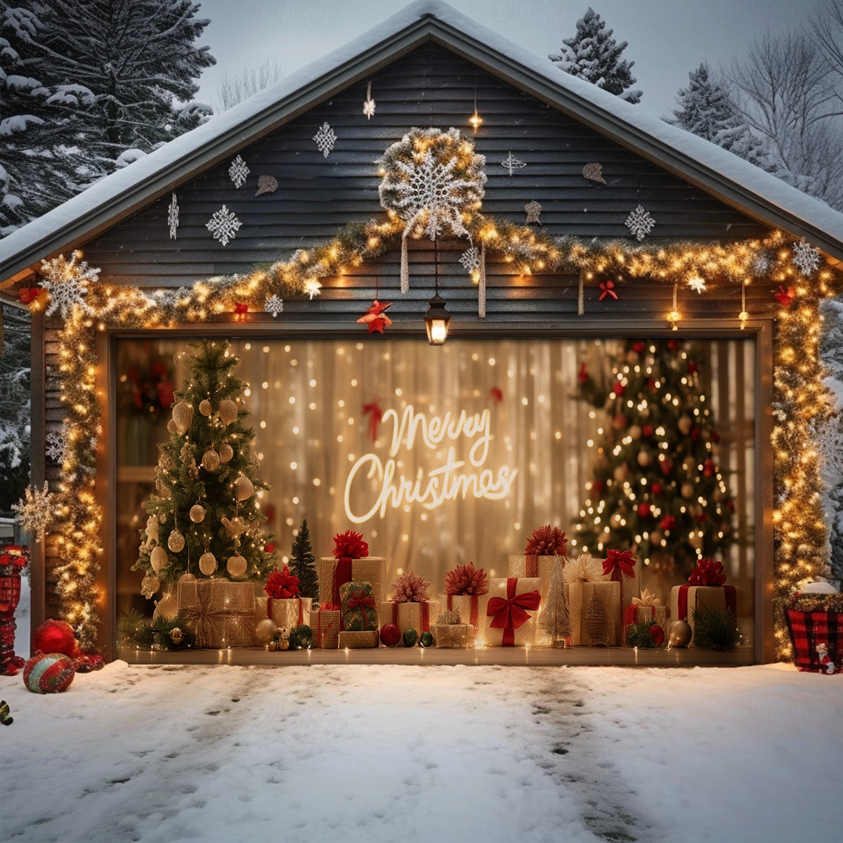 Holiday Glow Christmas Garage Door Banner Outdoor Xmas Decorations Good Xmas Gifts