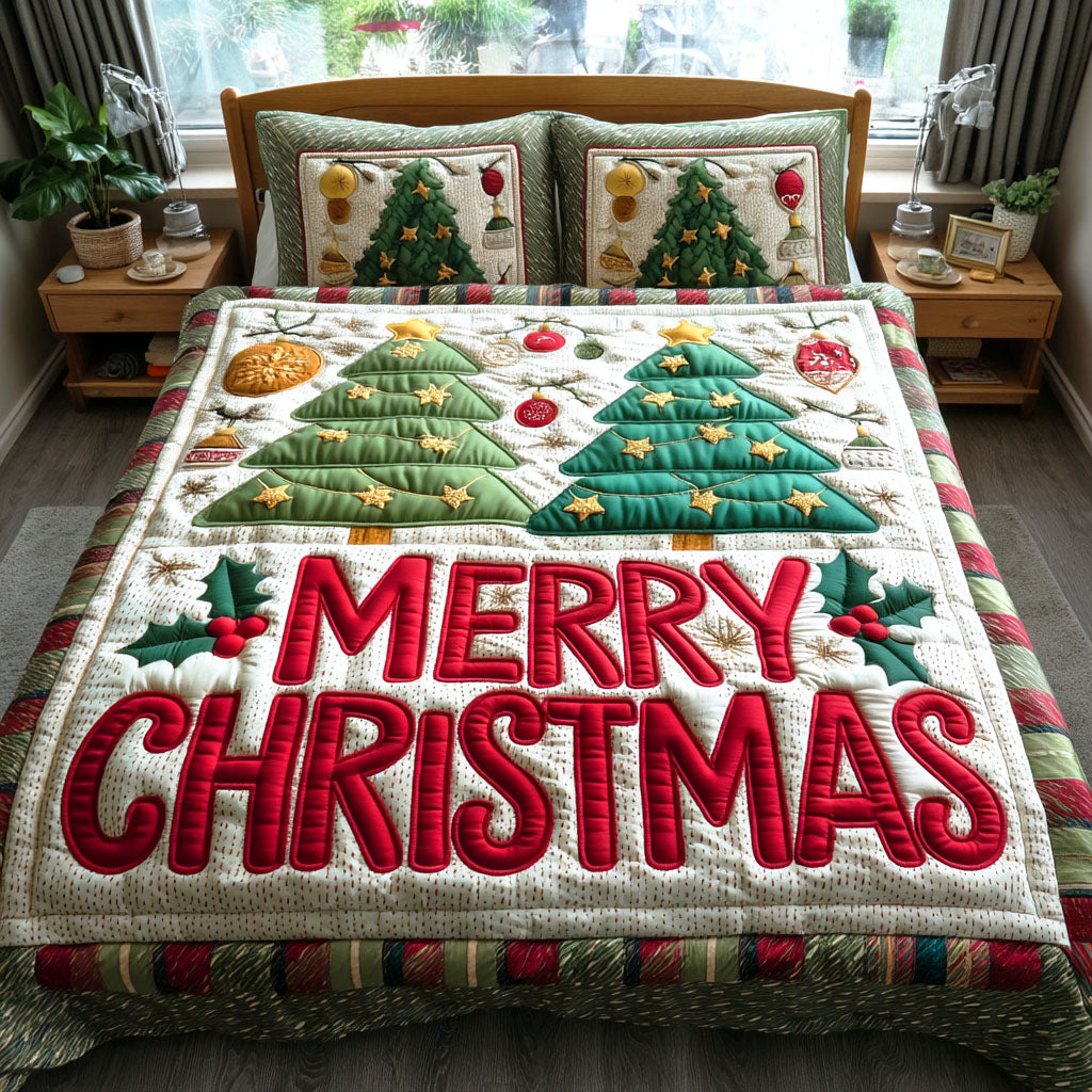 Holiday Glow Quilted Bedding Set Xmas Duvet Cover Set Best Christmas Gifts For Wife