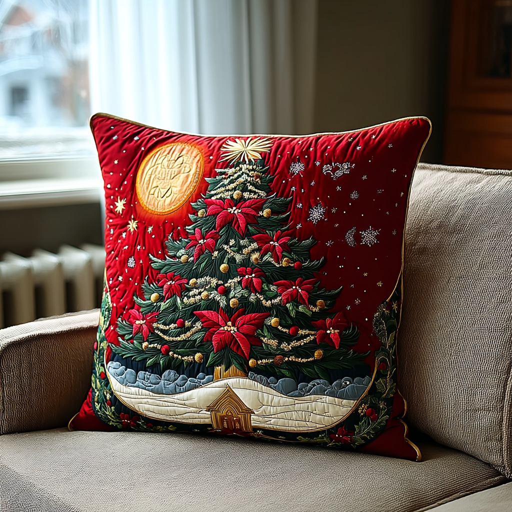 Holiday Glow Quilted Pillow Case Winter Throw Pillow Covers Secret Santa Gifts