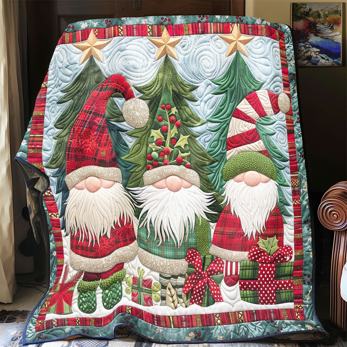 Holiday Gnome Quilt Practical Quilt Blanket Gift for Comfort and Style