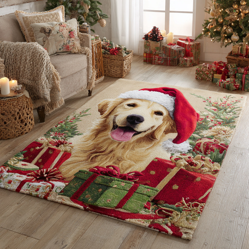 Holiday Golden Retriever Area Rug Washable Kitchen Rugs Christmas Gifts For Sister In Law