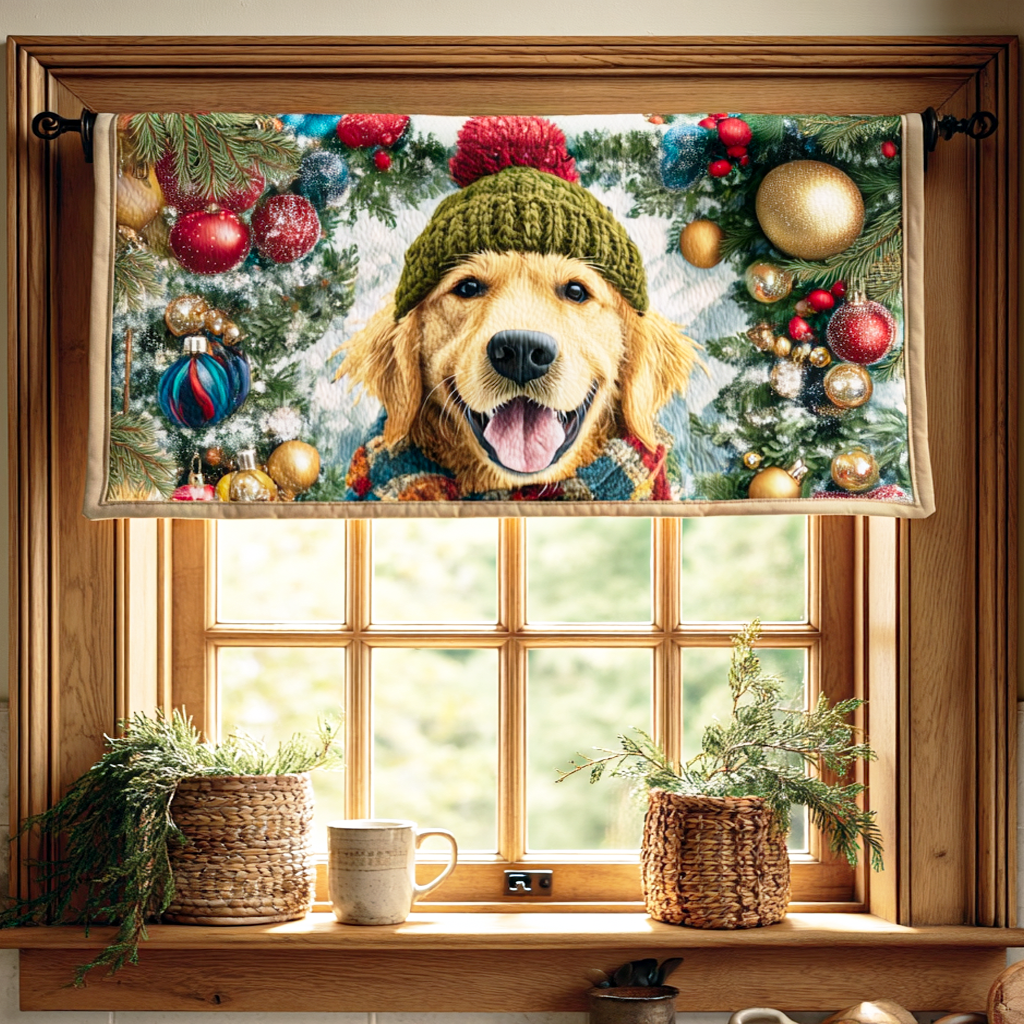Holiday Golden Spirit Quilted Valance Front Door Decor Cool Gifts For Dog