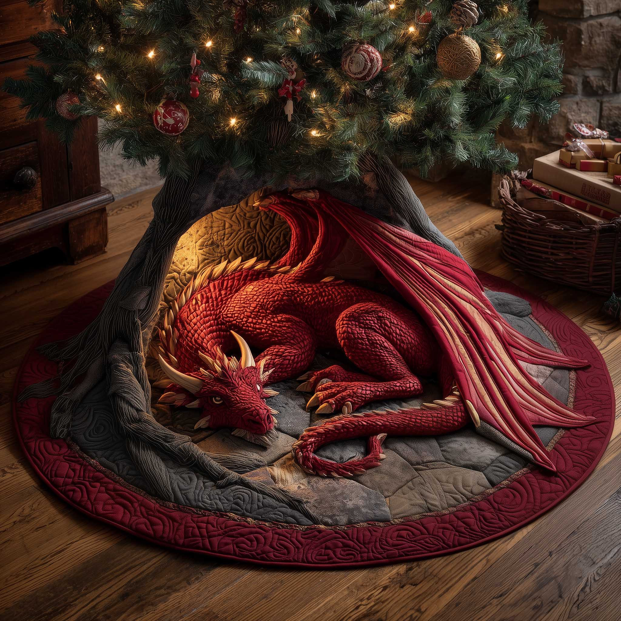 Holiday Guardian Quilted Tree Skirt Xmas Home Decor Christmas Gifts For Fantasy Lover
