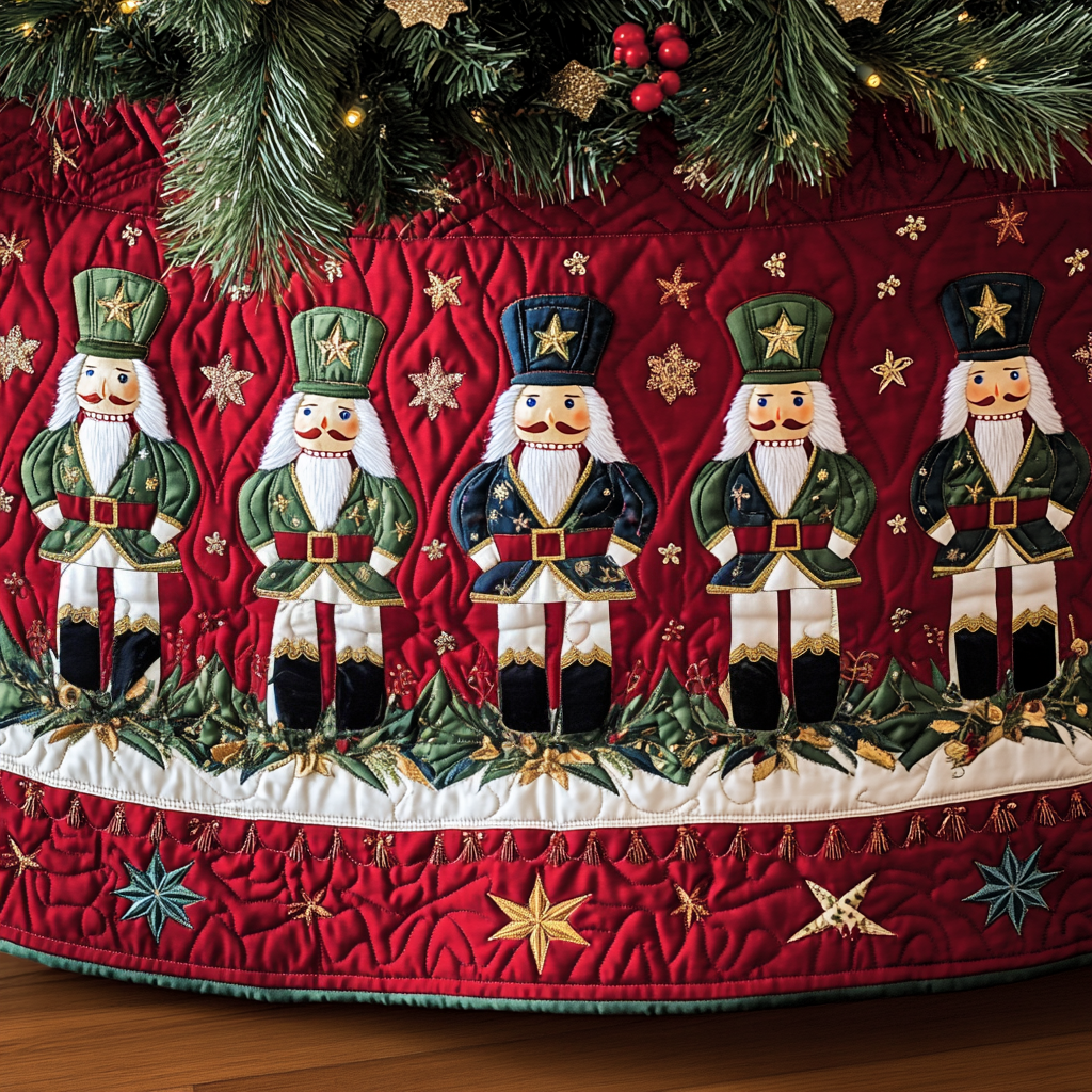 Holiday Guards Quilted Christmas Tree Skirt Meaningful Christmas Gift to Warm the Heart