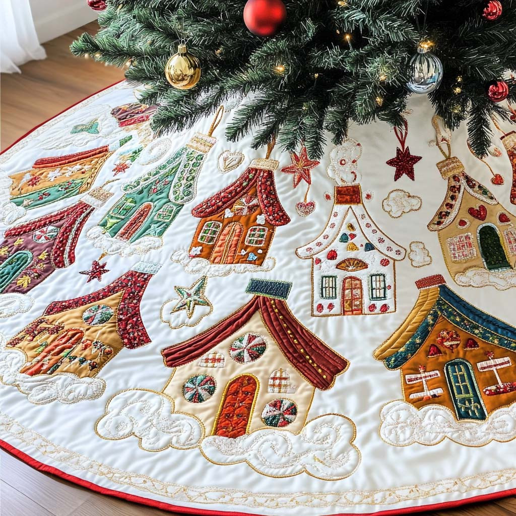 Holiday Hearth Christmas Quilted Tree Skirt Christmas Tree Decor Winter Decor Ideas