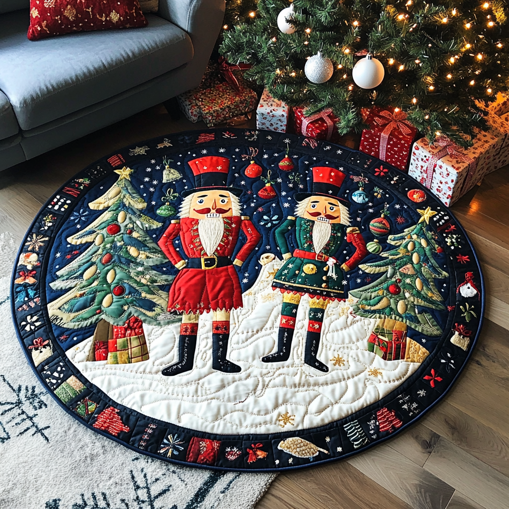Holiday Hearth Glow Quilted Round Mat Foyer Christmas Decor Good Secret Santa Presents