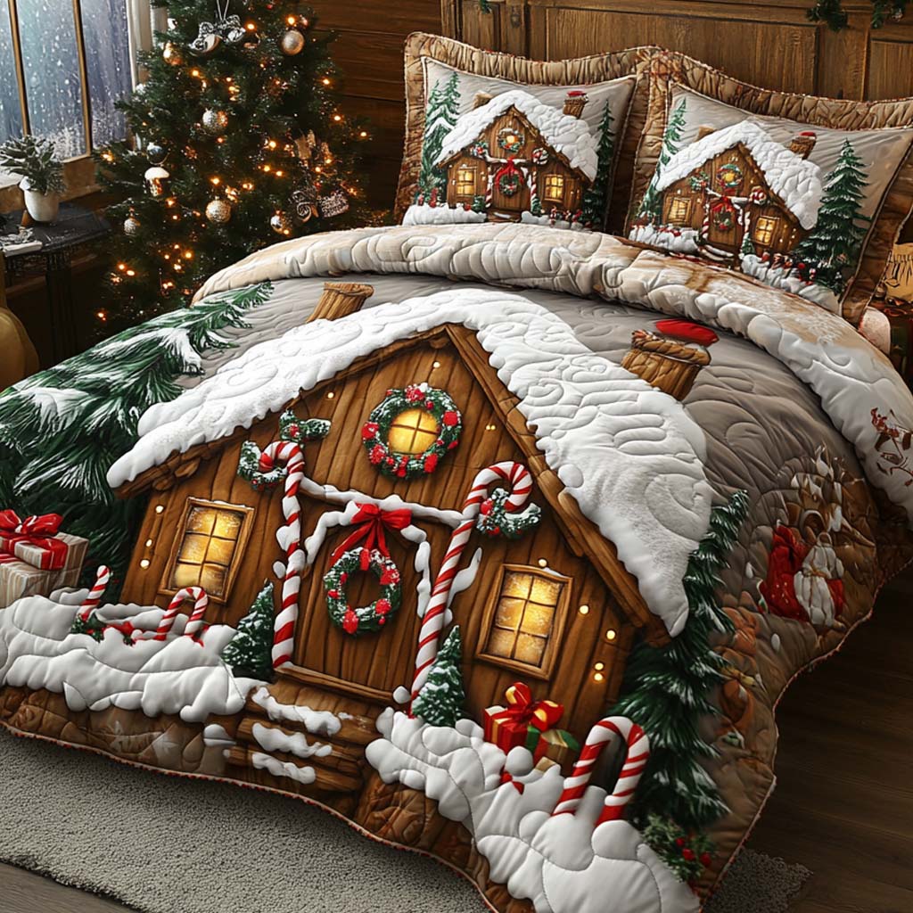 Holiday Hearth Quilted Bedding Set Xmas Duvet Cover Set Last Minute Christmas Gifts