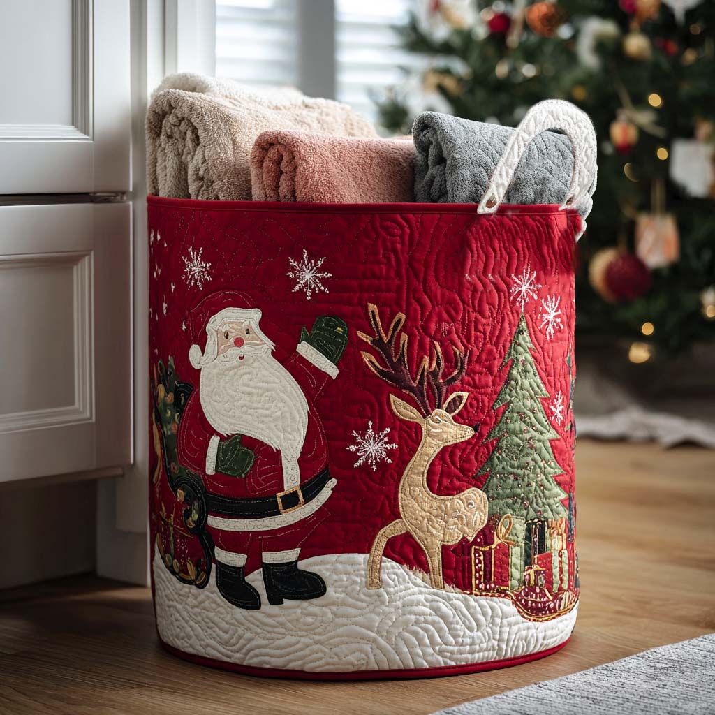 Holiday Hearth Quilted Laundry Basket Trendy Quilted Laundry Hamper Gift for Modern Living