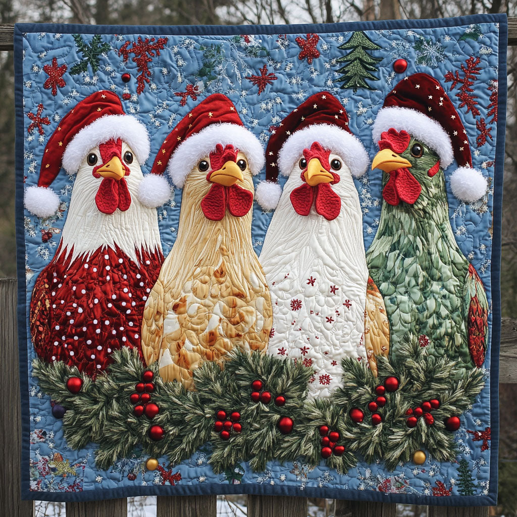 Holiday Hen Quilt Blanket Christmas Blanket Chicken Christmas Gifts for Grandma