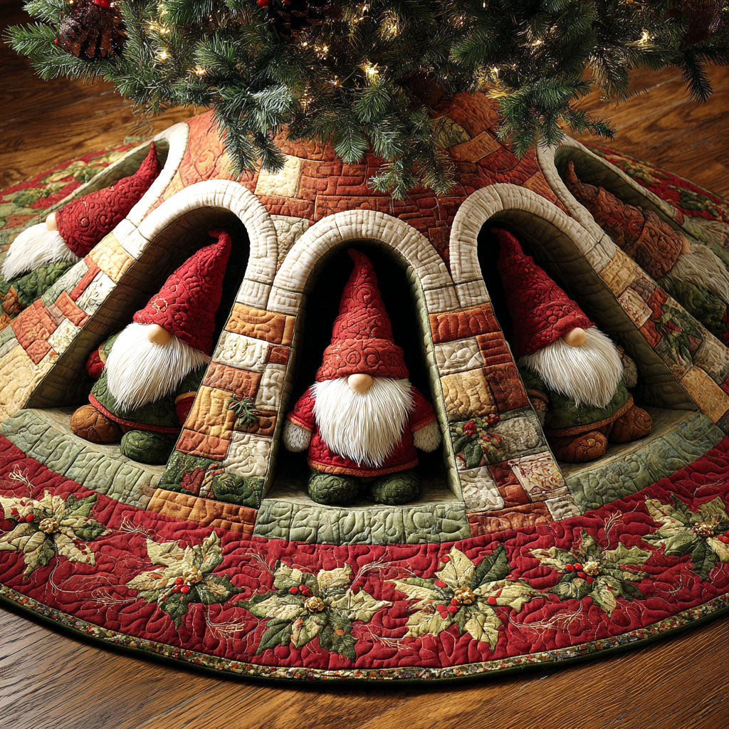 Holiday Hideaway Christmas Quilted Tree Skirt Home Decor Christmas Tree Skirt Holiday Gift