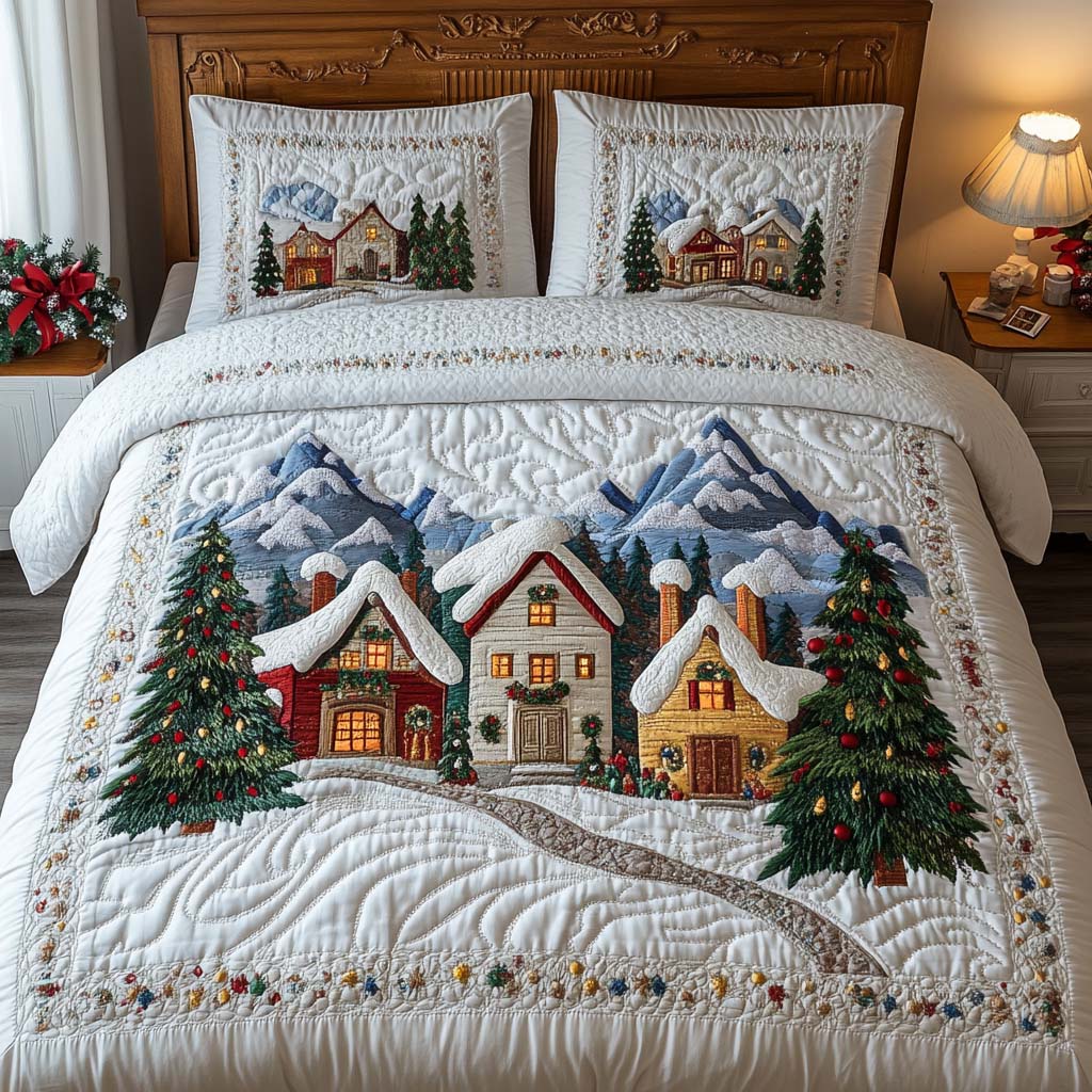 Holiday Homes Quilted Bedding Set Christmas Bedding Duvet Cover Secret Santa Gifts