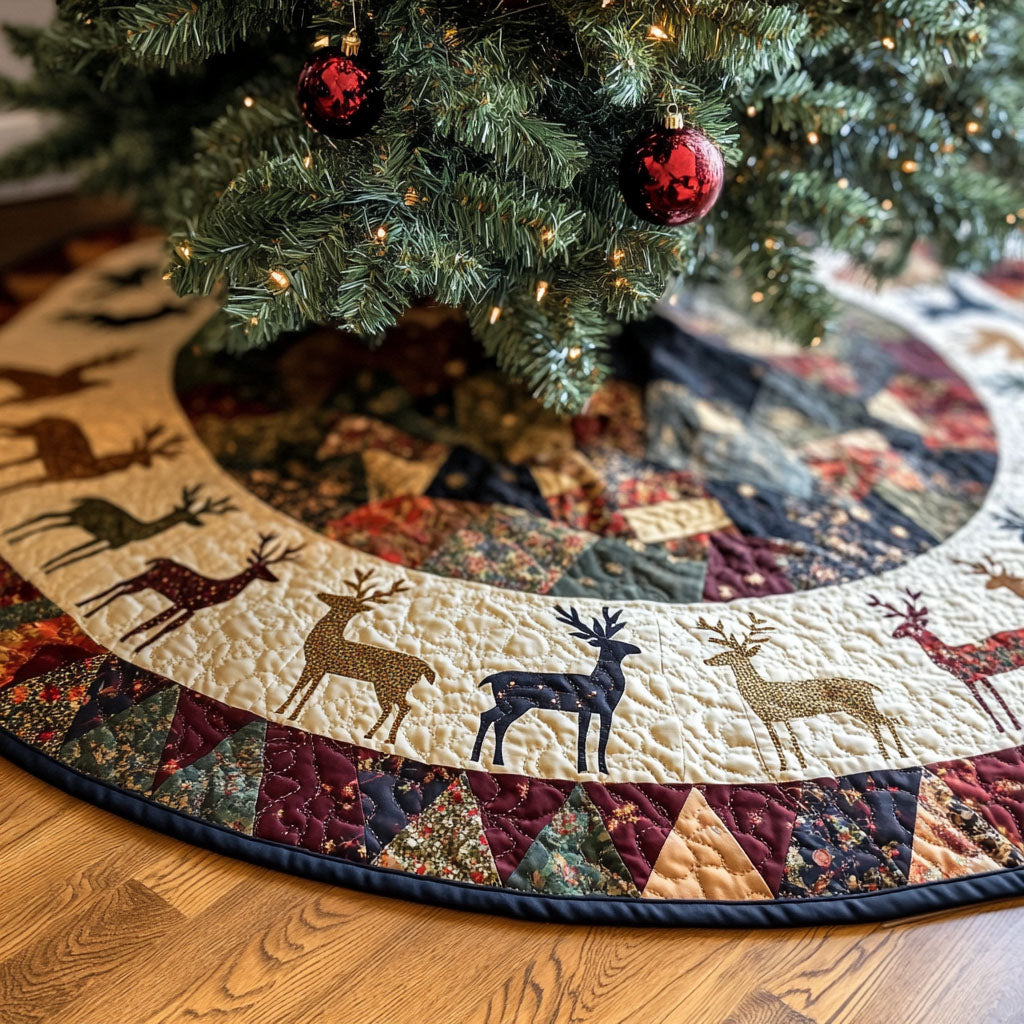Holiday Hoofprints Quilted Christmas Tree Skirt Perfect Tree Skirt Gift for Mom or Grandma