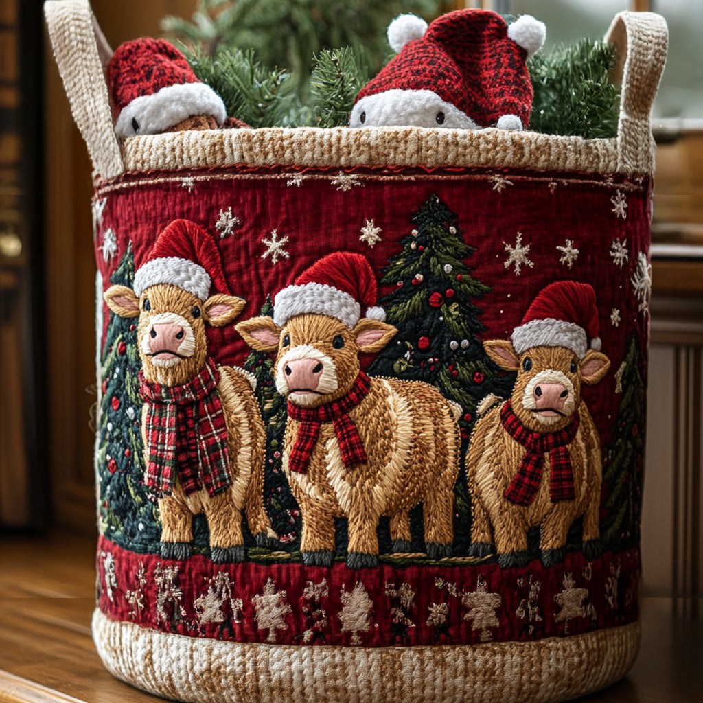 Holiday Hooves Quilted Laundry Basket Practical Quilted Laundry Hamper Gift for Daily Use