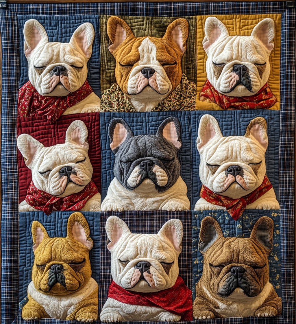 Holiday Hound Haven Quilted Blanket Gifts For French Bulldog Owners