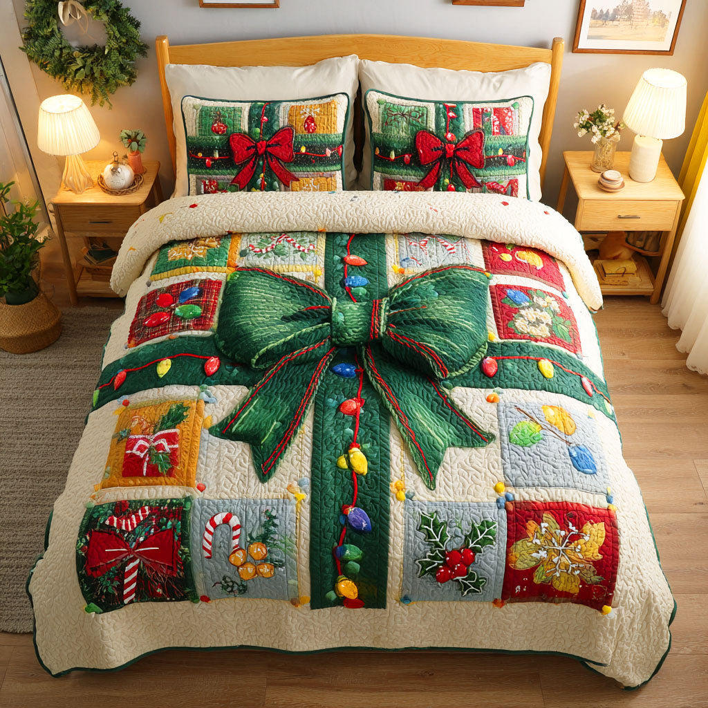 Holiday Knot Quilted Bedding Set Xmas Duvet Cover Set Awesome Christmas Gifts 2025
