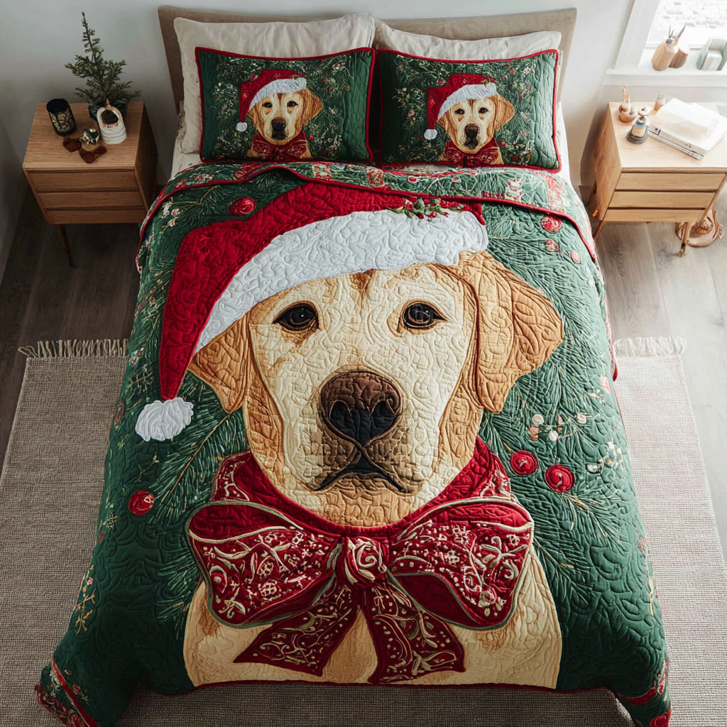 Holiday Labrador Retriever Quilted Bedding Set Cozy Bedroom Decor Best Gifts For Labrador Retriever