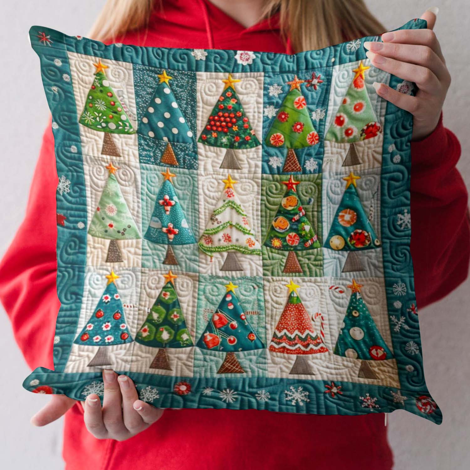 Holiday Lantern Quilted Pillow Case Winter Throw Pillow for Home