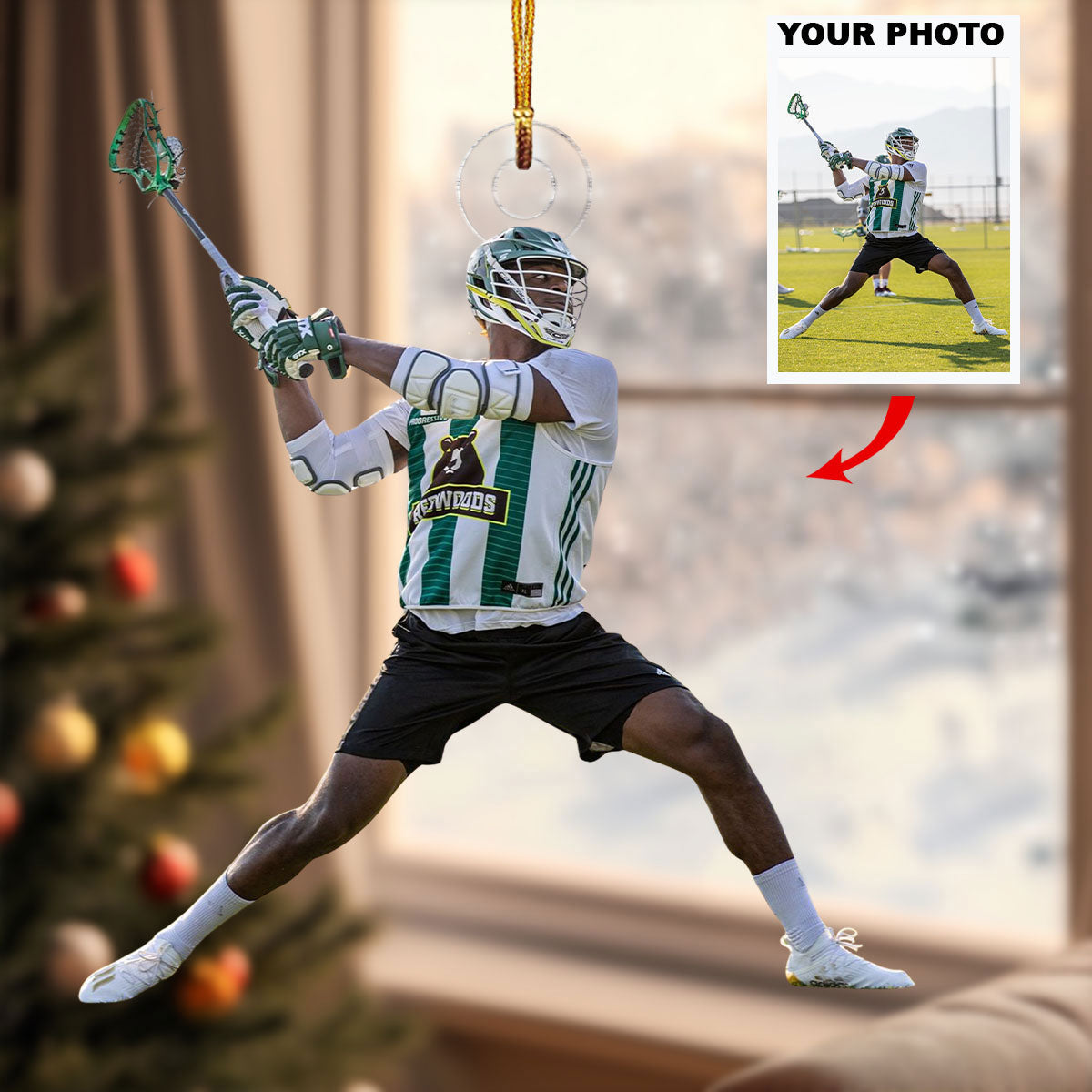 Holiday Lax Attack Personalized Photo Mica Ornament Christmas Gift For Sports Lovers