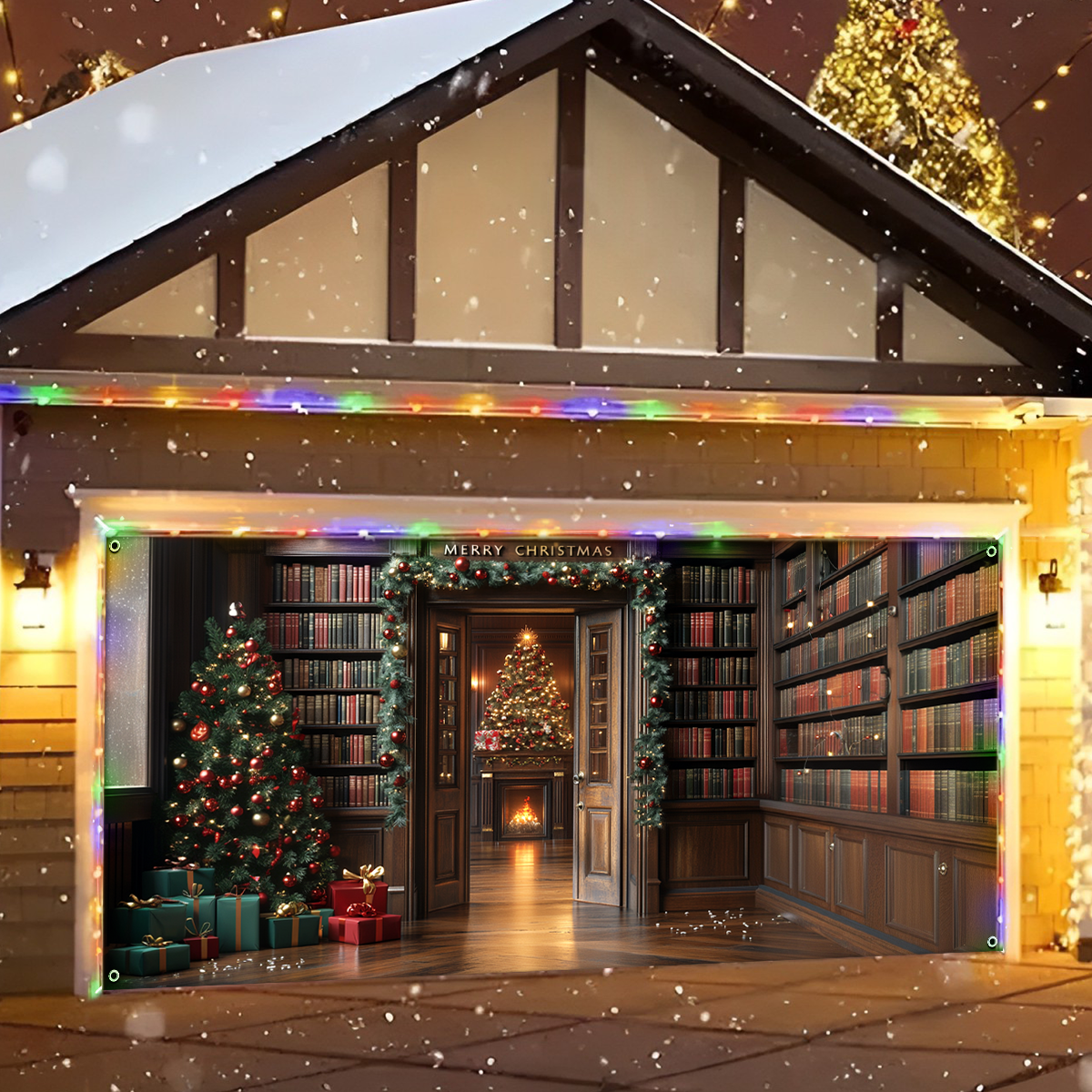 Holiday Library Christmas Garage Door Banner Outside Christmas Decor Book Lover Xmas Gifts