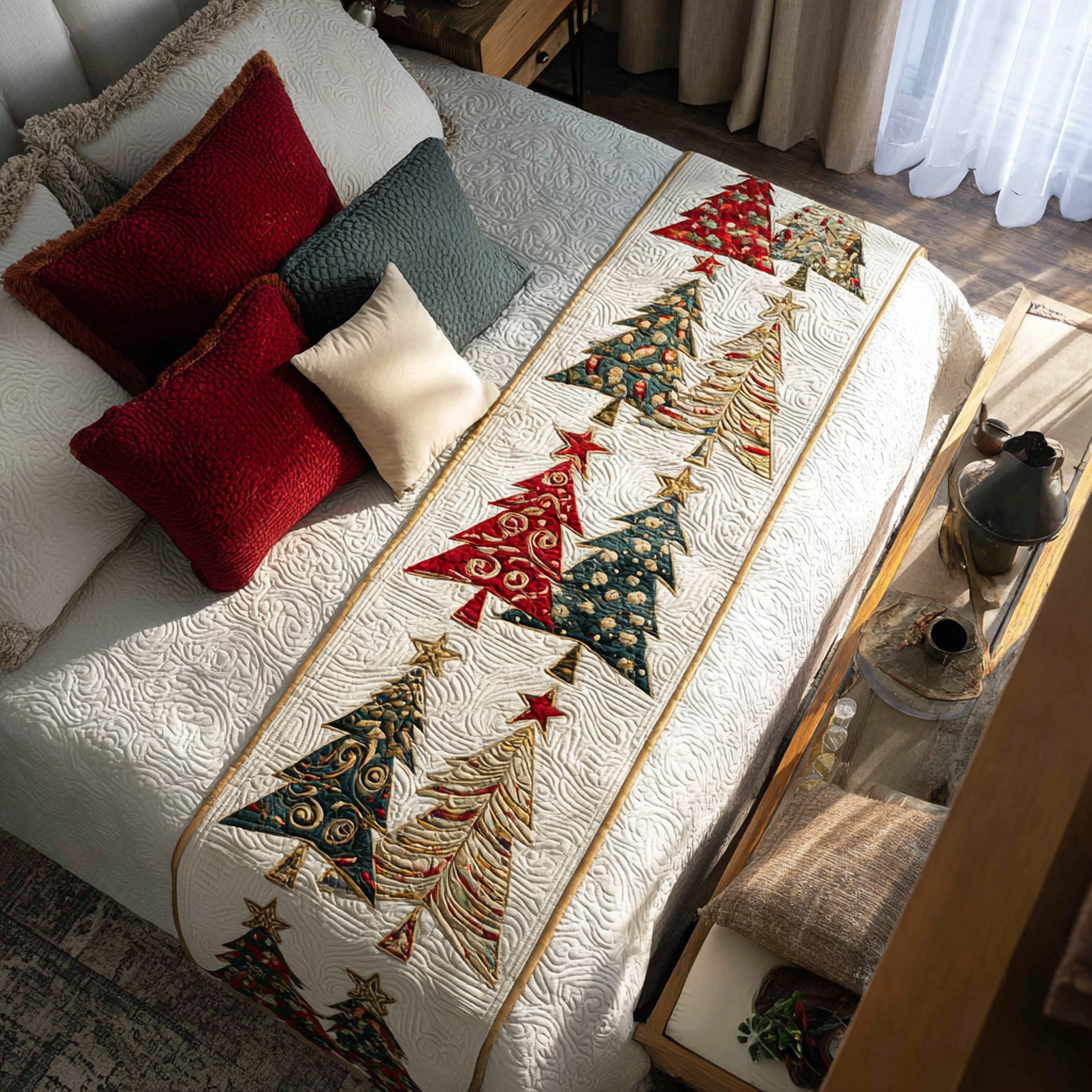 Holiday Lights Quilted Bed Runner Holiday Bed Runner Xmas Gifts For Family