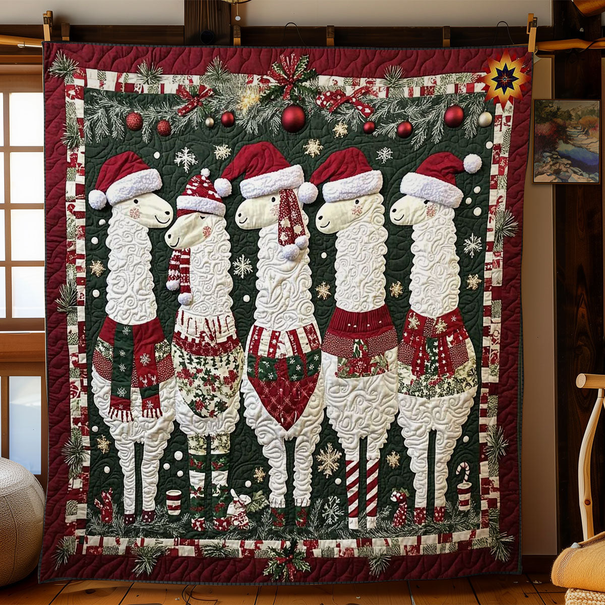 Holiday Llama Quilt Unique Holiday Gift Idea with Quilt Blanket