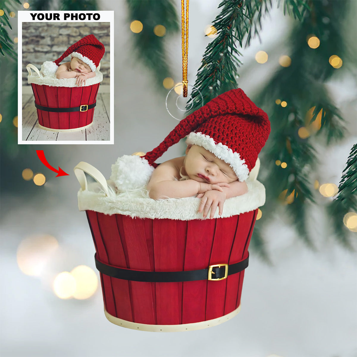 Holiday Magic Personalized Photo Mica Ornament Christmas Gift For Baby Family Members