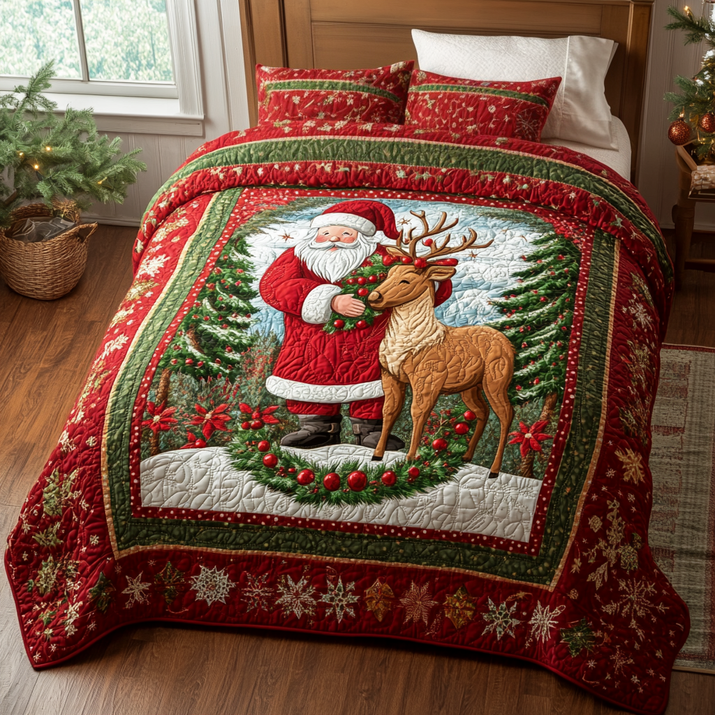 Holiday Magic Quilted Bedding Set Christmas Comforter Xmas Gifts For Daughters
