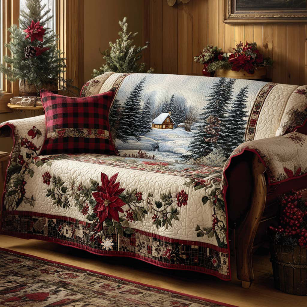 Holiday Miracle Quilted Sofa Cover Living Room Winter Decor Good Family Gifts