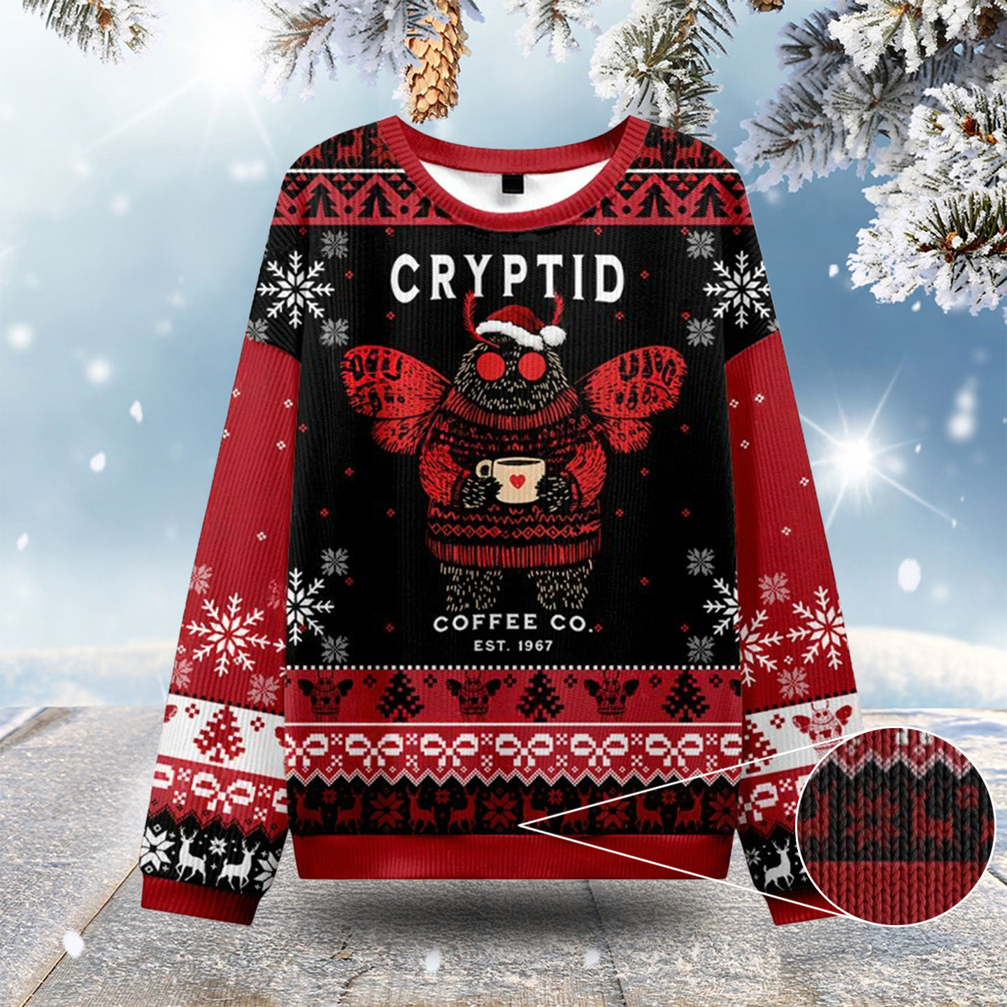 Holiday Monster Cryptid Ugly Christmas Sweatshirts Crazy Ugly Christmas Sweater Gifts For Dad
